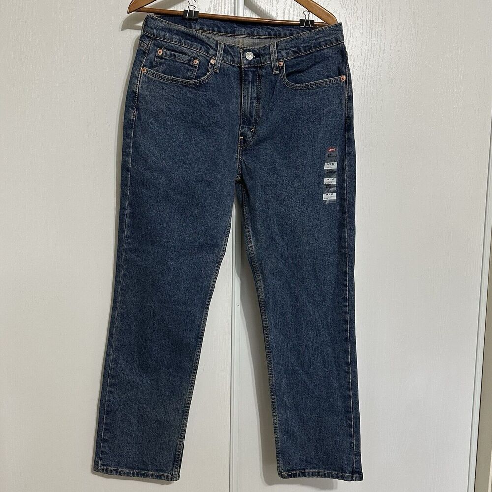 Levis Women 514 Straight Jeans 34x30 Blue Denim Dark Wash Classic Stretch Wester